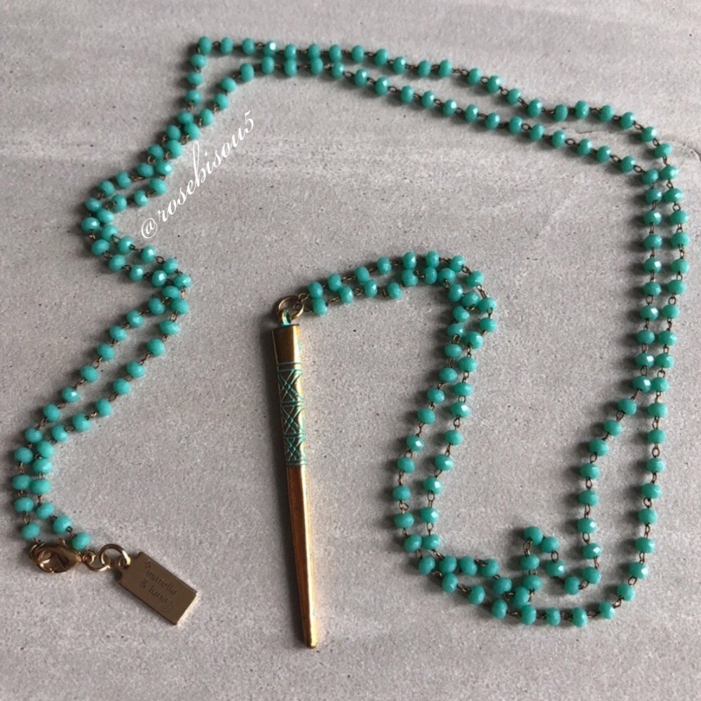 {✨E+L🌙} 14K Gold Boho Pendant + Glass Bead Chain - Picture 6 of 8